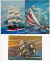 3 db MODERN dimenziós motívum képeslap: hajó / 3 modern 3D dimensional motive postcards: ships