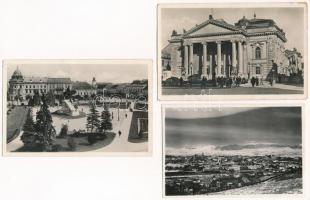 3 db RÉGI erdélyi város képeslap: Kolozsvár, Nagyvárad, Bánffyhunyad / 3 pre-1945 Transylvanian town-view postcards: Cluj, Oradea, Huedin