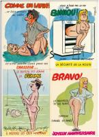 6 db MODERN francia humoros pajzán motívum képeslap / 6 modern French humorous naughty motive postcards