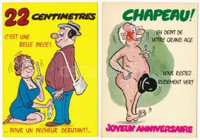 6 db MODERN francia humoros pajzán motívum képeslap / 6 modern French humorous naughty motive postca...