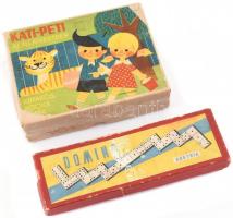 2 db régi játék, dobozában: Kati-Peti az állatkertben + dominó