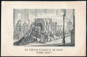cca 1876 Erzsébet királyné Deák Ferenc ravatalánál + Deák Ferenc emlékére, 23×14 cm