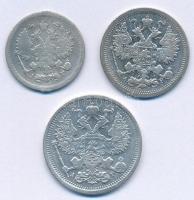 Orosz Birodalom 1902. 10k Ag + 1904. 15k Ag + 1905. 20k Ag T:3
Russian Empire 1902. 10 Kopecks Ag +...
