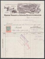 1926 Győr, Magyar Waggon- és Gépgyár Részvénytársaság fejléces számla, rajta a gyár látképével