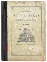 1873 Geographischer Schul-Atlas für Gymnasien, Real- und Handels-Schulen von B. Kozenn, Eduard Hölzels Verlag, javított gerincű félvászon kötés