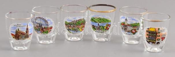 6 db osztrák, városképeket ábrázoló stampedli 5 cm / Austrian landscape schnapps glasses