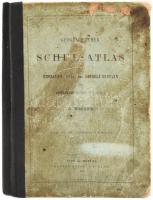 1868 Geographischer Schul-Atlas für Gymnasien, Real- und Handels-Schulen von B. Kozenn, Eduard Hölzels Verlag, javított gerincű félvászon kötés