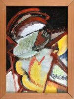 Dobrovits Ferenc (1941-1988): Éjszakai madár. Olaj, farost. Jelezve jobbra lent halványan. Fa keretben, 28×21 cm