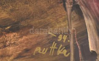 Ruttka Ferenc (1926-2019): Élnivagyó. Vegyes technika, akril, papír, jelzett. Hátoldalán autográf fe...