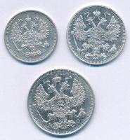 Orosz Birodalom 1914. 10k Ag + 15k Ag + 20k Ag T:2,2-
Russian Empire 1914. 10 Kopecks Ag + 15 Kopec...