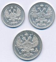 Orosz Birodalom 1915. 10k Ag + 15k Ag + 20k Ag T:1-,2
Russian Empire 1915. 10 Kopecks Ag + 15 Kopec...