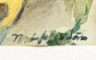 Márffy Ödön jelzéssel: Napraforgók. Akvarell, papír. Üvegezett fa keretben. 30,5×25,5 cm