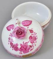 Herendi indiai kosár mintás bonbonniere. Kézzel festett, jelzett, hibátlan. d:7,5 cm