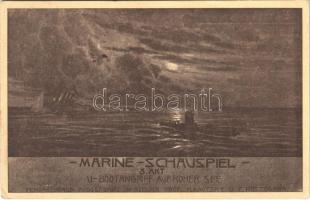 1918 Marine-Schauspiele 1918. 3. Akt. U-Bootangriff auf Hoher See. Ausführung Prof. H. Kautsky u. F. Rottonara Wien / WWI Austro-Hungarian Navy, K.u.K. Kriegsmarine, mariner theatre play (EK)