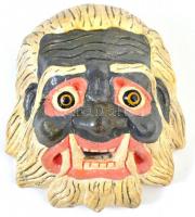 Festett mongol gipsz fali maszk. 13x12 cm
