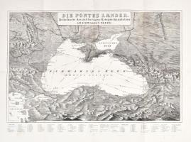 1877 Die Pontus Laender. Reliefkarte der Laender am Schwarzen Meere. Bp., 1877, Grill, német nyelvű Fekete tenger térkép, 33x51 cm