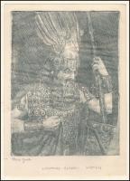Vörös Gyula (?-?): Losonczy György - Wotan. Rézkarc, papír, jelzett, paszpartuban, 13×10 cm