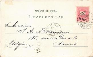 1896 (Vorläufer!) Budapest, Üdvözlet a Milleniumi Kiállításról, Közlekedésügyi és haditengerészeti c...