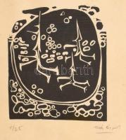 Illés Árpád (1908-1980): Tövisek. Linómetszet, papír, jelzett. Számozott: 1/25. Plexiüvegezett keretben. 12x10,5 cm