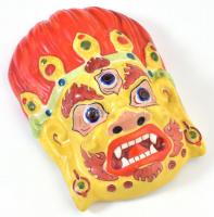 Mongol festett porcelán maszk. Jelzett,.kézzel festett, hibátlan. 16x11,5 cm