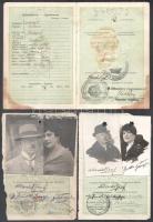 cca 1934 Magyar Királyság által kibocsátott 3 db útlevél, fotóhiánnyal + útlevélből kitépett fotós l...