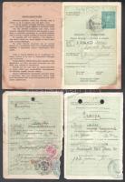 cca 1934 Magyar Királyság által kibocsátott 3 db útlevél, fotóhiánnyal + útlevélből kitépett fotós l...
