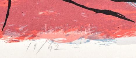 Rácmolnár Sándor (1960): Tükörkép, 1994. Litográfia, papír, jelzett, számozott (19/42). 50×70 cm