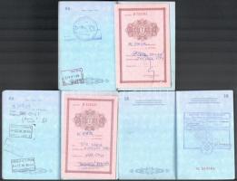 1988-1990 Magyar Népköztársaság által kiállított útlevél, 3 db (közte 2 db valutalappal)