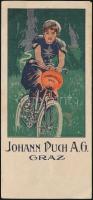 cca 1910-1920 Graz, Johann Puch A. G., Johann Puch - Első Stájerországi Kerékpárgyártó Rt. biciklis számolócédulája, hajtásnyomokkal, 14x6 cm