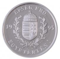 1995. Újpesti Tornaegylet (UTE) kétoldalas, centenáriumi, jelzett Ag emlékérem, lila-fehér díszdobozban (16,37g/0.925/32mm) T:PP