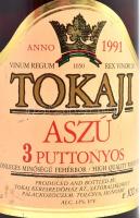 1991 Tokaji aszú 3 puttonyos bontatlan palack fehérbor. Tokaj kereskedőház enyhén zavaros