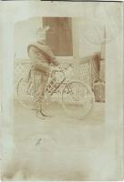 1911 Osztrák-magyar katona kerékpárral / Austro-Hungarian K.u.K. military, soldier with bicycle. photo (vágott / cut)