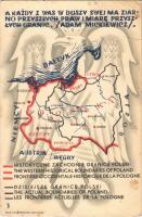 1939 Historyczne zachodnie granice Polski. Dzisiejsze granice Polski / The historical western borders of Poland and the actual borders of Poland. Polish military, irredenta propaganda with coat of arms (EB)