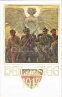Heil und Sieg 1917 / WWI Austro-Hungarian K.u.K. military art postcard. Deutscher Schulverein Karte Nr. 1000.