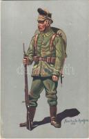 1916 Unteroffizier des (K. Sächs.) Schützen- (Füs.-) Regt. Prinz Georg Nr. 108. Felduniform / WWI German military art postcard, field uniform s: Lüschwitz-Koreffski (EK)