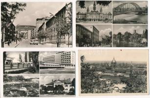 90 db kisméretű fekete-fehér + 60 nagyobb méretű magyar városképes lap az 1950-1970-es évekből, mind Romániába küldve, nagyon sok bélyeggel