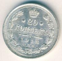 Cári Oroszország 1913. 20k Ag T:1/2+