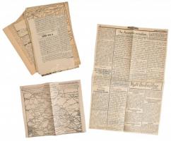 cca 1914-1918 Vegyes nagyrészt az I. világháborúra vonatkozó cikk és térképgyűjtemény, kb. 20 db.