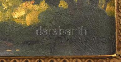 Olvashatatlan jelzéssel, feltehetően a XX. sz. elején működött festő alkotása: Napfényes táj. Olaj, ...