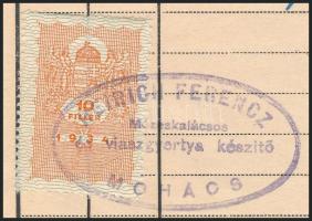 1943 Mohács, Heirich Ferenc Gyertyakészítő fejléces számlája okmánybélyeggel, papírlapra ragasztva