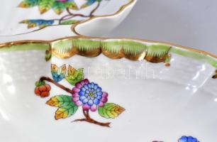 Herendi Viktória mintás négyrészes asztali kínáló, kézzel festett, jelzett, kis kopásnyomokkal, 36×3...