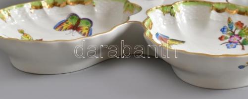 Herendi Viktória mintás négyrészes asztali kínáló, kézzel festett, jelzett, kis kopásnyomokkal, 36×3...