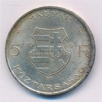 1946. 5Ft Ag "vastag Kossuth" fordított peremirattal T:1-,2 ph., patina 
Adamo F8