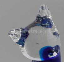 Muranói üveg macska, anyagában színezett, matricával jelzett, kis kopásnyomokkal, m: 23,5 cm