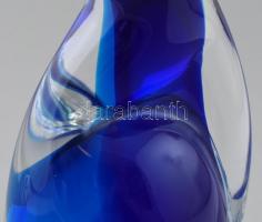 Muranói üveg macska, anyagában színezett, matricával jelzett, kis kopásnyomokkal, m: 23,5 cm