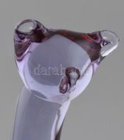 Muranói üveg macska, anyagában színezett, matricával jelzett, kis kopásnyomokkal, m: 25 cm