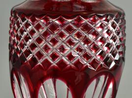 WMF kétrétegű bordó-átlátszó üveg váza, jelzett, hámozott, apró hibákkal, m: 29 cm