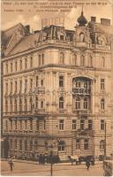 Wien, Vienna, Bécs; Hotel "Zu den drei Kronen" vis-a-vis dem Theater an der Schleifmühlgasse No. 25. Alois Reinwein Besitzer / hotel advertisement card, street view (EK)