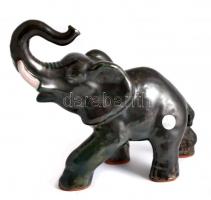 Elefánt, mázas kerámia, apró mázhibákkal, jelzett (címkén Uzor, talpán RA jelzéssel), m: 16 cm, h: 20 cm