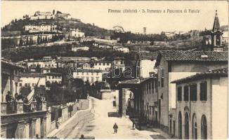 Firenze, S. Domenico e Panorama di Fiesole / street view, convent, Italian flag (EB)